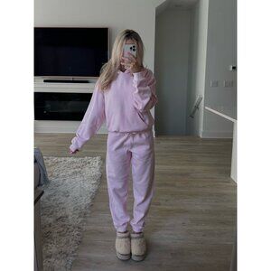 SKIMS Cotton Blend Fleece Classic Pullover Hoodie in Pink Size Medium